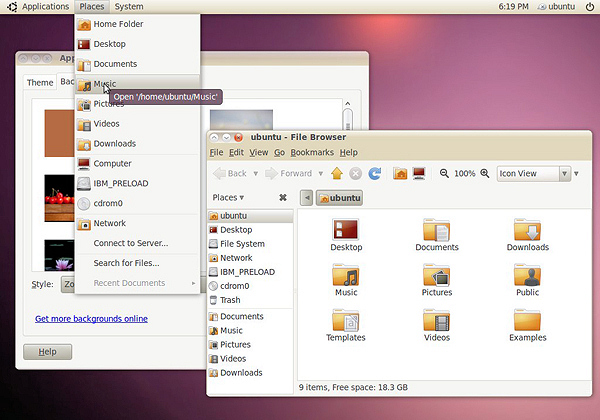 Интерфейс программной платформы Ubuntu 10.04.