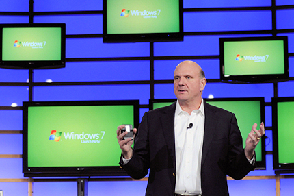 Генеральный директор Microsoft Стив Балмер на презентации Windows 7 (Нью-Йорк, 22 октября 2009 года).